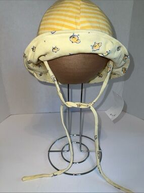 Baby Yellow Striped & Chick Reveaible Print Sun Hat - Kids Accessories